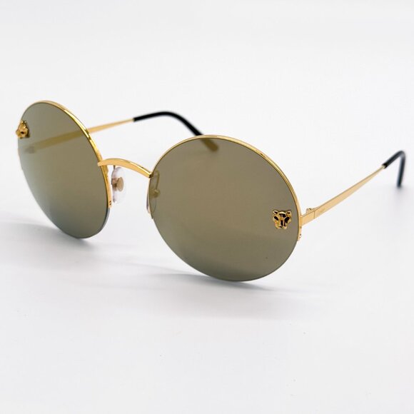 NEW CARTIER CT0022S 002 WOMEN GOLD ROUND SUNGLASSES CT0022S - Picture 2 of 11